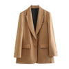 Women Autumn Single Breasted Long Blazers And Jackets Vintage Lapel Collar Office Lady Female Blazer Coat Vestidos