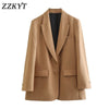 Women Autumn Single Breasted Long Blazers And Jackets Vintage Lapel Collar Office Lady Female Blazer Coat Vestidos