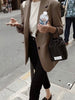 Women Autumn Single Breasted Brown Blazer  Suits Spring Official Ladies Long Sleeve Jacket Women Office tops