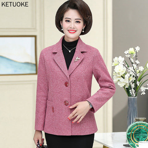 Women Autumn Spring Suit Blazer Dress Casual Office Lady Jacket Female Blazer Outerwear Plus Size Mother Coat Business Clothes