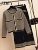 Women Autumn Suit 2 Piece Set Plaid Cardigan O-Neck Wide Leg Pants Knit Two Piece Set 2023 Ropa Mujer