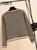 Women Autumn Suit 2 Piece Set Plaid Cardigan O-Neck Wide Leg Pants Knit Two Piece Set 2023 Ropa Mujer