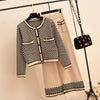 Women Autumn Suit 2 Piece Set Plaid Cardigan O-Neck Wide Leg Pants Knit Two Piece Set 2023 Ropa Mujer