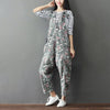 Women Autumn Vintage Denim Printed Jumpsuits Overalls Ladies Loose Casual Denim Print Rompers Female Casual Pants