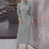 Women Autumn Winter Long Sleeve Sweater Maxi Bodycon Skirt Two Piece Set Outfit