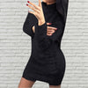 Women Autumn Winter Plush Warm Sweater Dress Solid Long Sleeve Turtleneck Dresses Party Mini Dress Bandage Knitted Vestidos