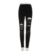 Women Basic Strech Black Leggings Holes Ripped Leggings Punk Rock Fashion Leggins Casual Jeggings Dancing Pant Party Gothic Pant