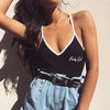 Women Basic V Neck Sleeveless Camis Bodysuit Slim Fit Tops Sexy Spaghetti Strap Simple Bodysuit Short Overalls Ladies Camis