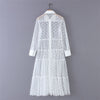 Women Beach Dress Cover Up Turn Down Collar Transparent Party Shirts See Through Polka Dot Lace Long Blouses Shirts