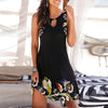 Women Beach Dress  Letter Print Round Neck Sundress Sleeveless Casual Loose Tank Dress Vestido Midi Preto Платье Летнее