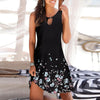 Women Beach Dress  Letter Print Round Neck Sundress Sleeveless Casual Loose Tank Dress Vestido Midi Preto Платье Летнее