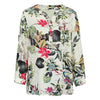 Women Big Size Blouse Female Colorful Floral Leaves Print V Neck Retro Shirt Buttons 3/4 Sleeve Loose Casual Summer Tops 2022