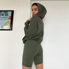 Women Biker Shorts Hoodies Sweatshirt Set Joggers Suit Two Piece Outfits Set Clothes Ladies Tracksuit Sweat Suit