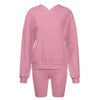 Women Biker Shorts Hoodies Sweatshirt Set Joggers Suit Two Piece Outfits Set Clothes Ladies Tracksuit Sweat Suit