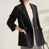 Women Black Blazer Coat Casual Vintage Notched Collar 2023 Female Chic Tops Autumn Spring Elegant OL Coats Blazers