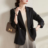 Women Black Blazer Coat Casual Vintage Notched Collar 2023 Female Chic Tops Autumn Spring Elegant OL Coats Blazers
