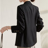 Women Black Blazer Coat Casual Vintage Notched Collar 2023 Female Chic Tops Autumn Spring Elegant OL Coats Blazers
