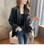 Women Black Blazer Double Breasted Autumn British Style Elegant Notched Outwear Office Lady Suits S-4XL Oversize Casual