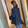 Women Black Blazer Double Breasted Autumn British Style Elegant Notched Outwear Office Lady Suits S-4XL Oversize Casual