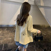 Women Black Blazer Double Breasted Autumn British Style Elegant Notched Outwear Office Lady Suits S-4XL Oversize Casual
