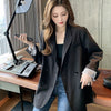 Women Black Blazer Double Breasted Autumn British Style Elegant Notched Outwear Office Lady Suits S-4XL Oversize Casual