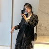Women Black Blazers S-5XL Double Breasted Korean Style Elegant Draped Daily Retro Cozy Femme Casual Suits Clothing