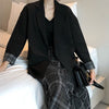 Women Black Blazers S-5XL Double Breasted Korean Style Elegant Draped Daily Retro Cozy Femme Casual Suits Clothing