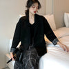 Women Black Blazers S-5XL Double Breasted Korean Style Elegant Draped Daily Retro Cozy Femme Casual Suits Clothing