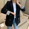 Women Black Blzer Striped Office Pockets England Korea Casual Loose Female Blazers Jacket Outerwear
