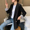 Women Black Blzer Striped Office Pockets England Korea Casual Loose Female Blazers Jacket Outerwear