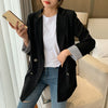 Women Black Blzer Striped Office Pockets England Korea Casual Loose Female Blazers Jacket Outerwear