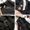 Women Black Patchwork Chiffon Long Sleeve Shawl Collar Blazer Female Gold Button Sashes Jacket Suit Long Coat Oversize Cardigan