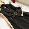 Women Black Patchwork Chiffon Long Sleeve Shawl Collar Blazer Female Gold Button Sashes Jacket Suit Long Coat Oversize Cardigan