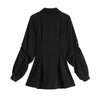 Women Black Ruched Mini Party Dress Emo Autumn Vintage Solid Long Sleeve A-line Sundress France Elegant Short Retro Vestidos