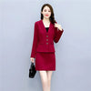 Women Black Slim Blazer 2 Piece Sets Ladies Full Sleeve Single Breasted Suit Coat and High Waist Solid Mini A-line Skirts Outfit
