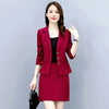 Women Black Slim Blazer 2 Piece Sets Ladies Full Sleeve Single Breasted Suit Coat and High Waist Solid Mini A-line Skirts Outfit