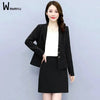 Women Black Slim Blazer 2 Piece Sets Ladies Full Sleeve Single Breasted Suit Coat and High Waist Solid Mini A-line Skirts Outfit