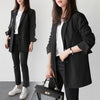 Women Black Suit Blazer Office Jacket Ladies Tailored Oversized Double Buttons Long Loose Coat Formal Casual Autumn 2022