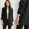 Women Black Suit Blazer Office Jacket Ladies Tailored Oversized Double Buttons Long Loose Coat Formal Casual Autumn 2023