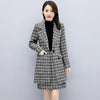 Women Black White Plaid Blazer Suits Autumn Two Piece Sets Femme Full Sleeve Single Breasted Long Balzers+Mini Skirts Outfits