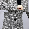 Women Black White Plaid Blazer Suits Autumn Two Piece Sets Femme Full Sleeve Single Breasted Long Balzers+Mini Skirts Outfits