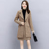 Women Black White Plaid Blazer Suits Autumn Two Piece Sets Femme Full Sleeve Single Breasted Long Balzers+Mini Skirts Outfits