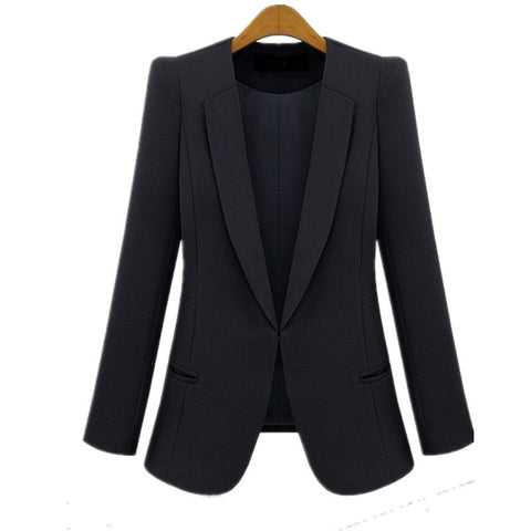 Women Blazer 2022 Spring and Autumn New Femme Long Sleeve Casual Coat Slim Plus Size 4XL Black Blue Outwear Jacket