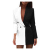 Women Blazer 2023 Winter Slim Long Sleeve Elegant Female Suit Double Black White Breasted Coat Jacket Office Dress Coat