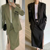 Women Blazer 2023 Autumn and Winter Retro Suit Jacket Workplace Suit Split Midi Skirt