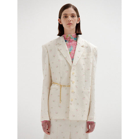 Women Blazer 2023 Spring and Autumn Ladies Pure Color Lapel Printing Stitching Casual Suit Jacket