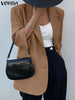 Women Blazer 2023 VONDA Elegant Thin Coats Casual 3/4 Sleeve Streetwear Blazer Casual Loose Lapel Button Office OL Coats Baggy