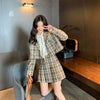 Women Blazer And Skirt Set Suits Cool Suits Spring Autumn Plaid Small Suit Jacket High Waist Pleated Skirt 2 Piece Sets