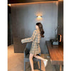 Women Blazer And Skirt Set Suits Cool Suits Spring Autumn Plaid Small Suit Jacket High Waist Pleated Skirt 2 Piece Sets