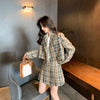 Women Blazer And Skirt Set Suits Cool Suits Spring Autumn Plaid Small Suit Jacket High Waist Pleated Skirt 2 Piece Sets